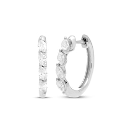 Diamond Huggie Hoop Earrings 1/3 ct tw Marquise-cut 10K White Gold