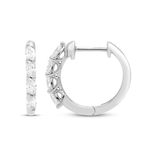 Diamond Huggie Hoop Earrings 1/3 ct tw Marquise-cut 10K White Gold | Kay