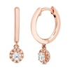 Thumbnail Image 0 of Diamond Dangle Huggie Hoop Earrings 1/4 ct tw Round-cut 10K Rose Gold