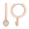 Thumbnail Image 1 of Diamond Dangle Huggie Hoop Earrings 1/4 ct tw Round-cut 10K Rose Gold