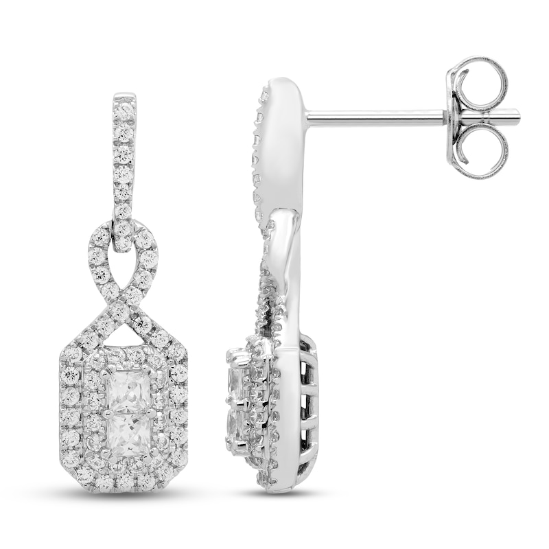 Main Image 2 of Diamond Drop Earrings 1/2 ct tw Princess & Round-cut 10K White Gold