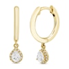Thumbnail Image 1 of Diamond Dangle Huggie Drop Earrings 1/4 ct tw Pear & Round-cut 10K Yellow Gold