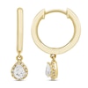 Thumbnail Image 2 of Diamond Dangle Huggie Drop Earrings 1/4 ct tw Pear & Round-cut 10K Yellow Gold