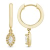 Diamond Dangle Huggie Drop Earrings 1/4 ct tw Marquise & Round-cut 10K Yellow Gold