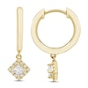 Thumbnail Image 2 of Diamond Dangle Huggie Drop Earrings 1/4 ct tw Princess & Round-cut 10K Yellow Gold