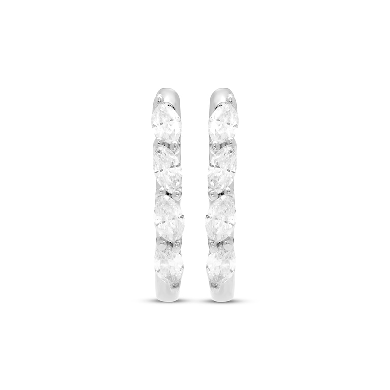 Main Image 2 of Diamond Huggie Hoop Earrings 1/3 ct tw Marquise-cut Sterling Silver