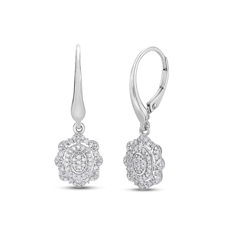 Diamond Dangle Earrings 1/3 ct tw Round-cut Sterling Silver