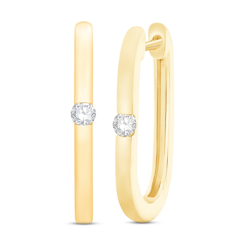 Diamond Hoop Earrings 1/10 ct tw Round-cut 10K Yellow Gold with 360
