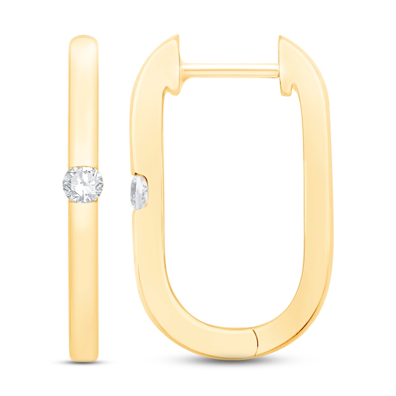 Main Image 2 of Diamond Hoop Earrings 1/10 ct tw Round-cut 10K Yellow Gold