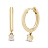 Diamond Dangle Hoop Earrings 1/5 ct tw Round-cut 10K Yellow Gold