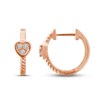Thumbnail Image 1 of Diamond Heart Huggie Hoop Earrings 1/15 ct tw Round-cut 10K Rose Gold