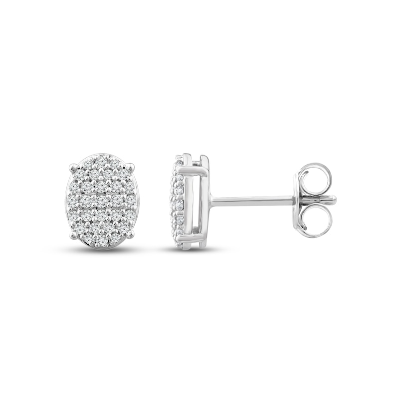 10k White Gold Round Black Diamond Solitaire Oval Frame Earrings 1/4 Cttw 10k White Gold Round Black Diamond Solitaire Oval Frame Earrings 1/4 Cttw