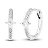 Thumbnail Image 0 of Diamond Hoop Earrings 1/4 ct tw Princess & Round-cut 10K White Gold