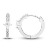 Thumbnail Image 1 of Diamond Hoop Earrings 1/4 ct tw Princess & Round-cut 10K White Gold