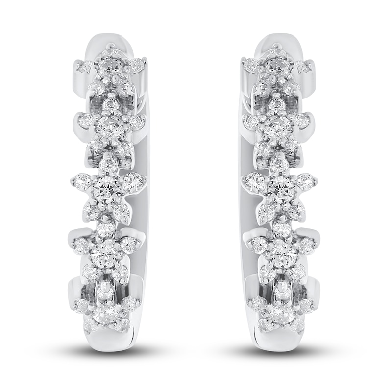 Main Image 2 of Diamond Star Hoop Earrings 1/5 ct tw Round-cut Sterling Silver