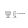 Diamond Heart Stud Earrings 1/4 ct tw Round-cut Sterling Silver