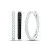 Thumbnail Image 1 of White & Black Diamond Reversible Hoop Earrings 1/3 ct tw Round-cut 10K White Gold