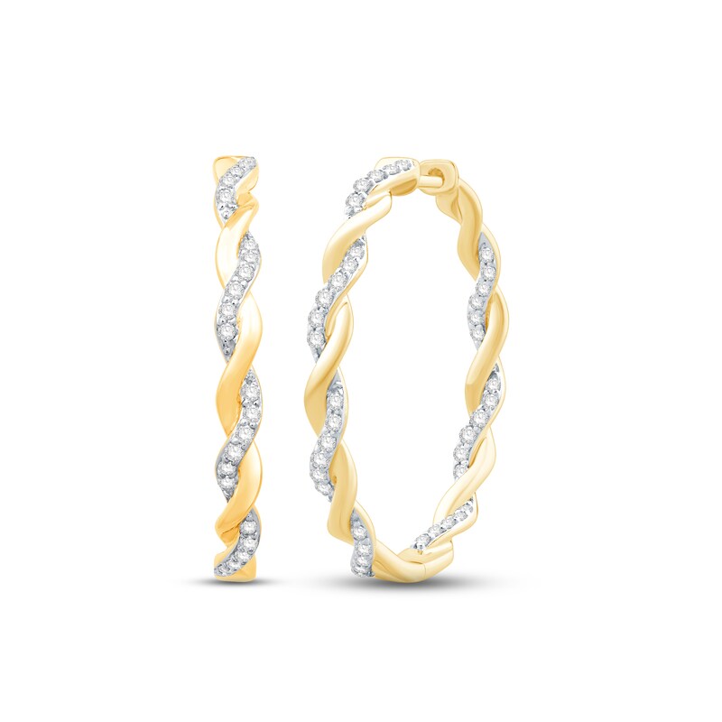 Circle of Gratitude Diamond Hoop Earrings 1/2 ct tw Round-cut 10K Yellow Gold
