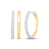 Thumbnail Image 0 of Diamond Reversible Huggie Hoop Earrings 1/6 ct tw Round-cut 10K Two-Tone Gold