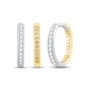 Thumbnail Image 0 of Diamond Reversible Huggie Hoop Earrings 1/4 ct tw Round-cut 10K Two-Tone Gold