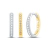 Thumbnail Image 1 of Diamond Reversible Huggie Hoop Earrings 1/4 ct tw Round-cut 10K Two-Tone Gold