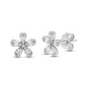 Thumbnail Image 0 of Diamond Flower Stud Earrings 1/4 ct tw Baguette & Round-cut 10K White Gold