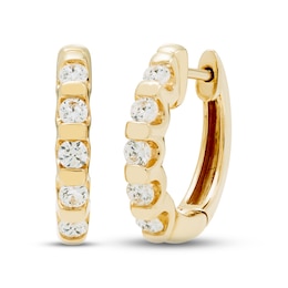 Diamond Huggie Hoop Earrings 1/2 ct tw Round-cut 10K Yellow Gold