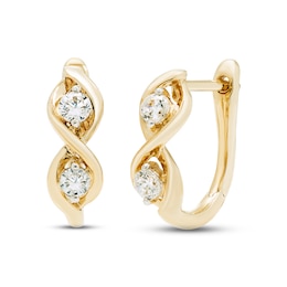 Diamond Huggie Hoop Earrings 1/4 ct tw Round-cut 10K Yellow Gold