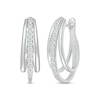 Thumbnail Image 0 of Diamond Three-Row Hoop Earrings 5/8 ct tw Round-cut 10K White Gold