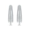 Thumbnail Image 1 of Diamond Three-Row Pave Hoop Earrings 1 ct tw Round-cut 10K White Gold