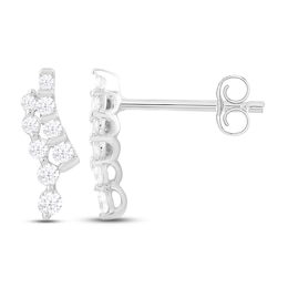 Diamond Swoop Earrings 1/4 ct tw Round-cut 10K White Gold