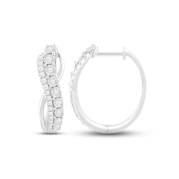 Diamond Twist Hoop Earrings 1/4 ct tw Round-cut 10K White Gold