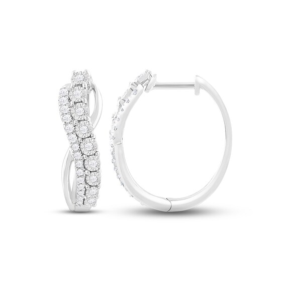 Diamond Twist Hoop Earrings 1/4 ct tw Round-cut 10K White Gold
