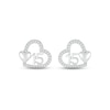 Thumbnail Image 1 of Diamond Quinceañera Heart Earrings 1/10 ct tw Round-cut Sterling Silver