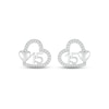 Thumbnail Image 2 of Diamond Quinceañera Heart Earrings 1/10 ct tw Round-cut Sterling Silver