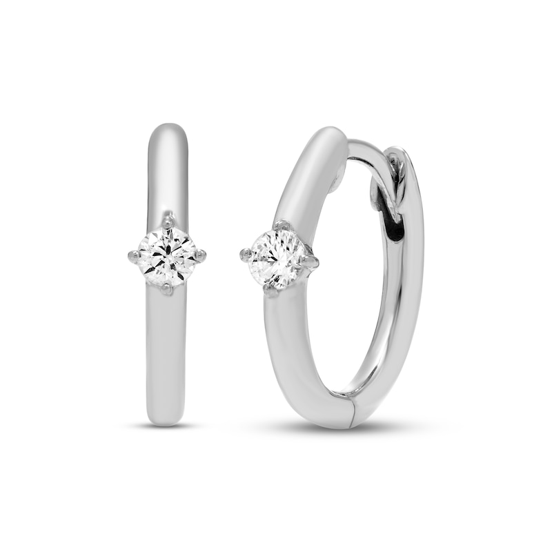 Main Image 1 of Diamond Huggie Hoop Earrings 1/5 ct tw Round-cut Sterling Silver
