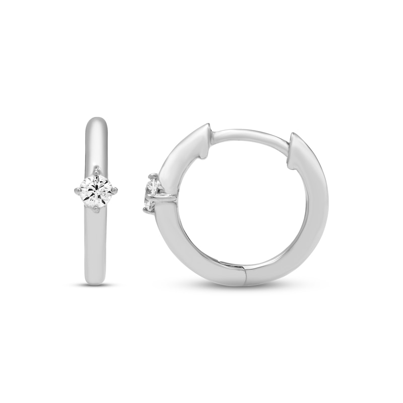 Main Image 2 of Diamond Huggie Hoop Earrings 1/5 ct tw Round-cut Sterling Silver