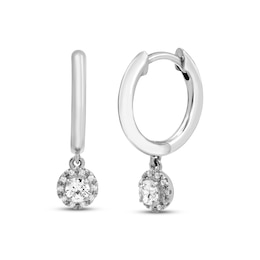 Diamond Huggie Drop Earrings 1/4 ct tw Round-cut Sterling Silver