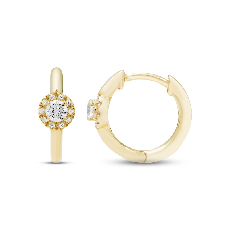 Diamond Huggie Hoop Earrings 1/4 ct tw Round-cut 10K Yellow Gold