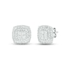 Thumbnail Image 1 of Diamond Cushion Earrings 1 ct tw Round & Baguette-cut 10K White Gold