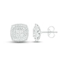 Thumbnail Image 2 of Diamond Cushion Earrings 1 ct tw Round & Baguette-cut 10K White Gold