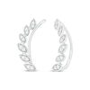 Thumbnail Image 1 of Diamond Leaf Earring Climbers 1/10 ct tw Round-cut Sterling Silver