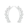 Diamond Leaf Earring Climbers 1/10 ct tw Round-cut Sterling Silver