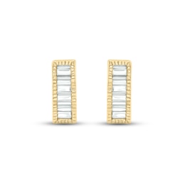 Diamond Bar Earrings 1/15 ct tw Baguette-cut 10K Yellow Gold