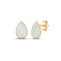 Diamond Teardrop Earrings 1/8 ct tw Round-cut 10K Yellow Gold