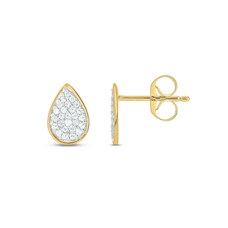 Main Image 2 of Diamond Teardrop Earrings 1/8 ct tw Round-cut 10K Yellow Gold