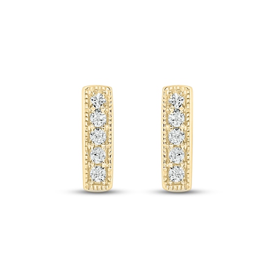 Diamond Bar Stud Earrings 1/15 ct tw Round-cut 10K Yellow Gold