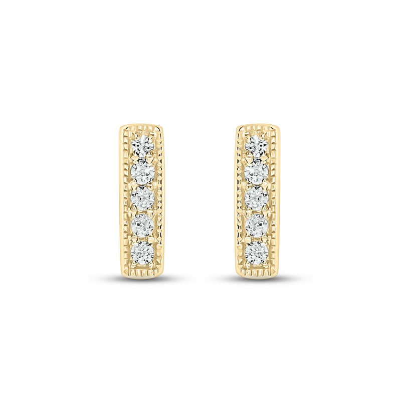 Diamond Bar Stud Earrings 1/15 ct tw Round-cut 10K Yellow Gold | Kay
