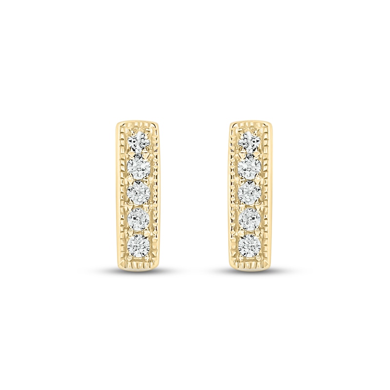 Main Image 1 of Diamond Bar Stud Earrings 1/15 ct tw Round-cut 10K Yellow Gold