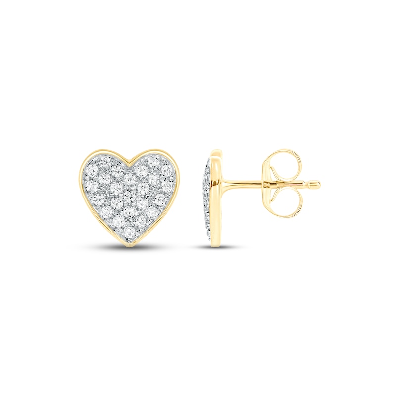 Diamond Heart Stud Earrings 1/8 ct tw 10K Yellow Gold